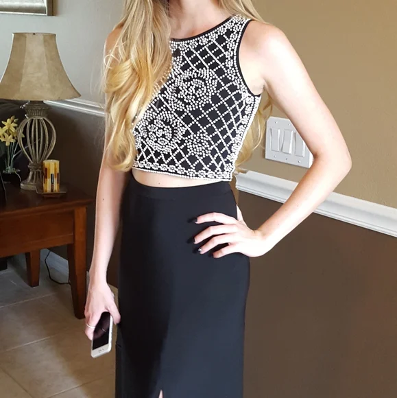Xscape | Dresses | Beautiful Black White 2piece Prom Dress | Poshmark
